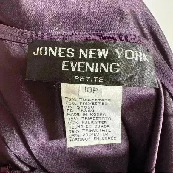Vintage Jones New York Evening Vegan Silk Satin Y2K Midi Dress Eggplant Size 10P - Picture 7 of 11